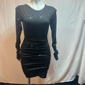 Othr Black Long Sleeve‎ Dress with Glitter Details